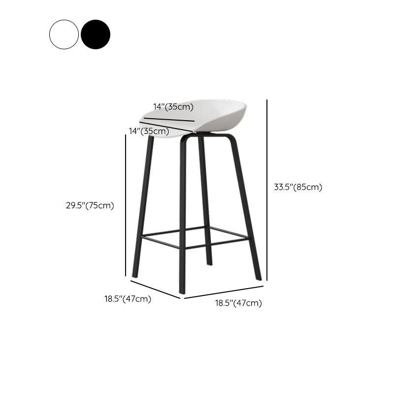 Contemporary Plastic Backrest Counter High Stool with 4 Legs