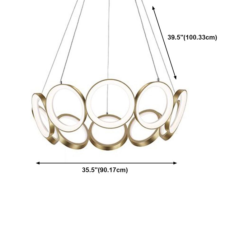Circles Chandelier Lighting Fixture Modern LED Stainless Steel Hanging Chandelier Lamp