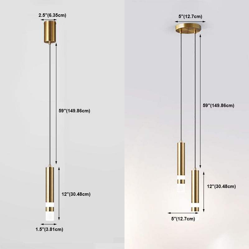 Pendre cylindrique suspension du métal LED minimaliste Aménagement d'éclairage en suspension
