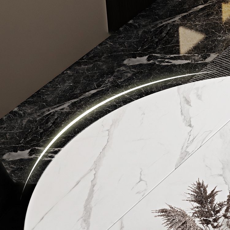 Modern Scalable Dinette Set 1/4/5/6 Pieces Round Sintered Stone Top Dining Table Set