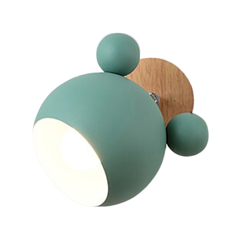 Children Flush Mount Wall Light Polish Finish Wood Lighting for Home