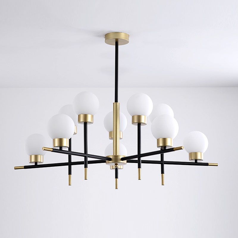 Postmoderne Metallkronleuchter Multi -Licht -Deckenkraut mit Glasschatten für Esszimmer