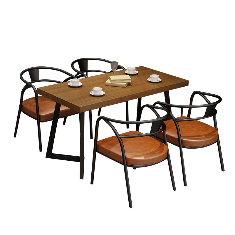 Industrial Massivholz Esstisch Brauner Tisch mit Metallbasis für Esszimmer