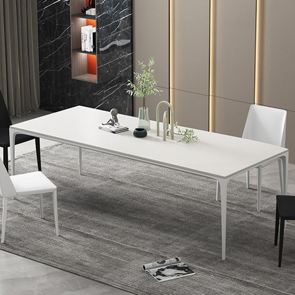 Modern White Sintered Stone Dining Table Rectangle Home Use Table with 4 Legs