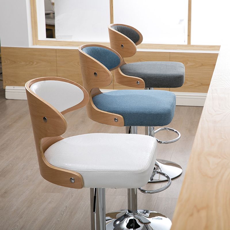 Modern Backrest Liftable Stool Steel Household Bar Stool with Cushion and Pedal