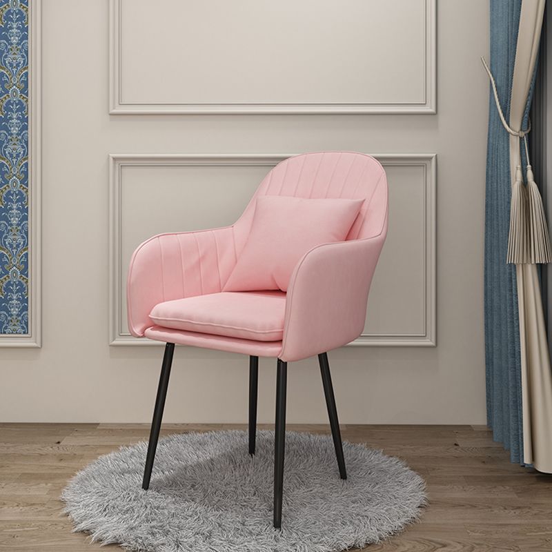 Scandinavian Dining Arm Chair Solid Back Chair with Metal Legs for Home Use