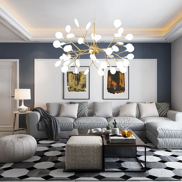 Round Pendant Lighting Fixtures Modern Chandeliers For Dining Room with Acrylic Shade