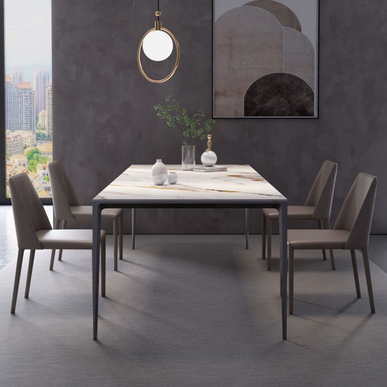 Eettafel met stenen blad Eigentijdse eettafel met 4 poten in zwart
