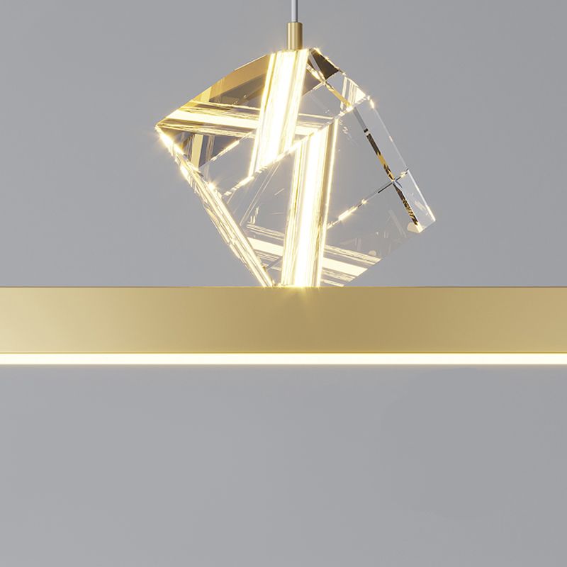 1 Light Linear Island Light Fixtures Modernism Crystal Island Pendant Lights for Kitchen