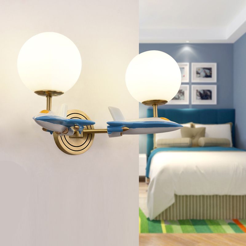 Living Room Sphere Wall Light with Airplane Glass Resin Contemporary Sconce Light