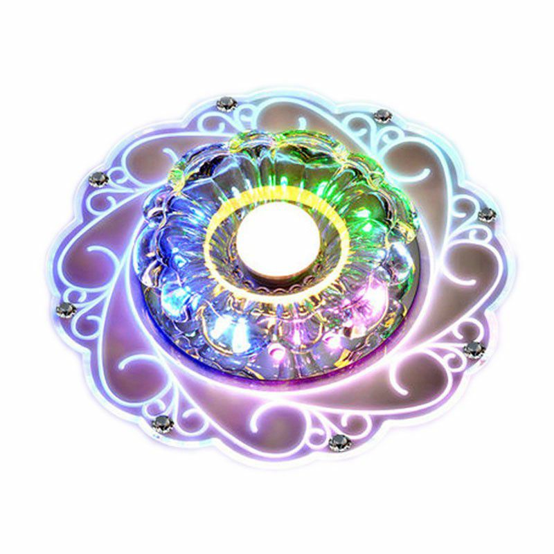 Plafonnier encastré moderne en cristal à LED pour couloir de forme florale en transparent