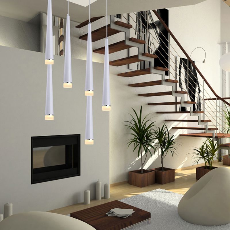 White/Black Tapered Ceiling Light Metal Minimalist LED Pendant Light Fixture in White/Warm/Neutral