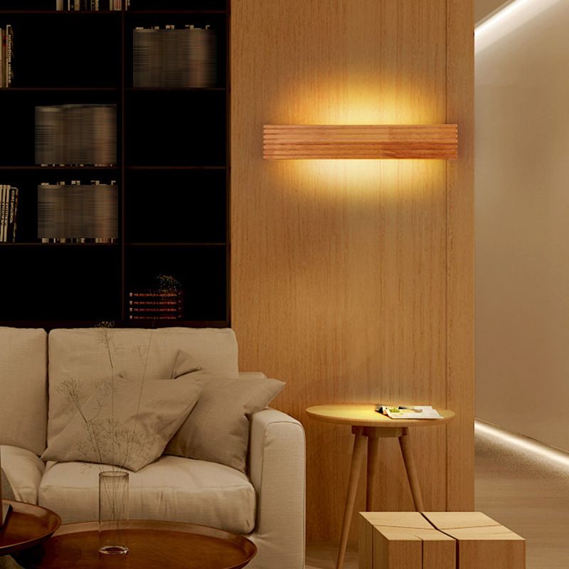 Wood Rectangular Vanity Wall Lights Contemporary Style 1 Light Vanity Lighting Ideas