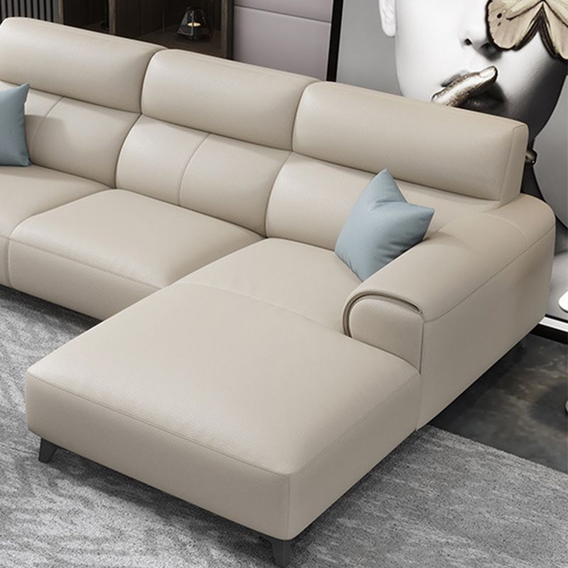 Contemporary Faux Leather Stationary Living Room Recessed Arm Sofa Chaise