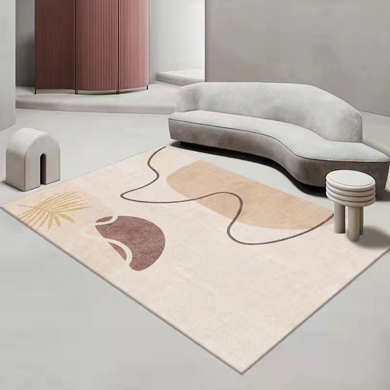 Tapis moderne beige en Polyester, bloc de couleur, avec envers antidérapant, pour la décoration de la maison