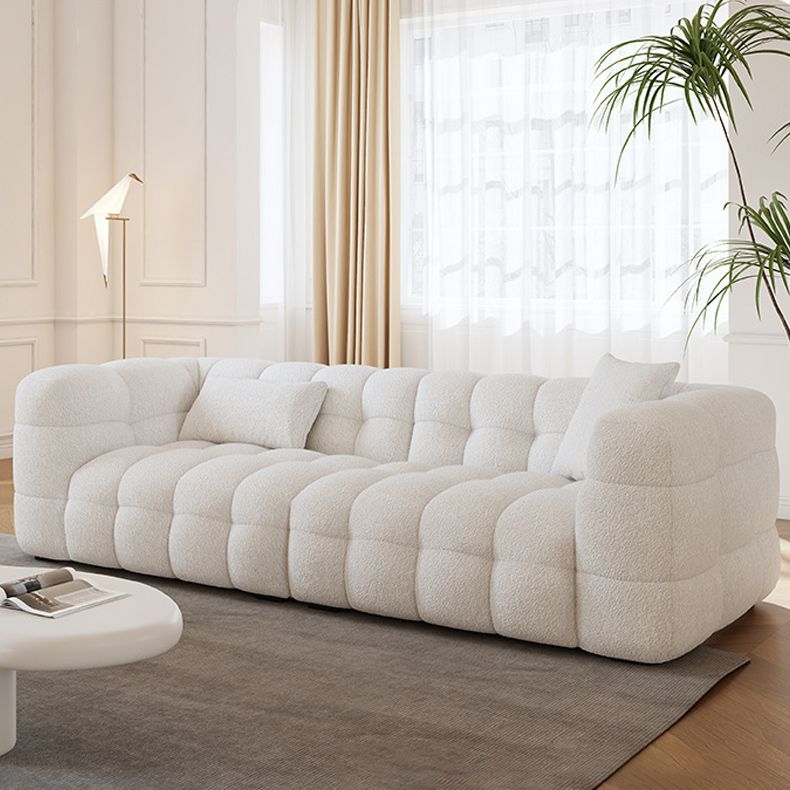 Biscuit Back Sofa Stain Resistant Modern Tuxedo Arm Sofa in White