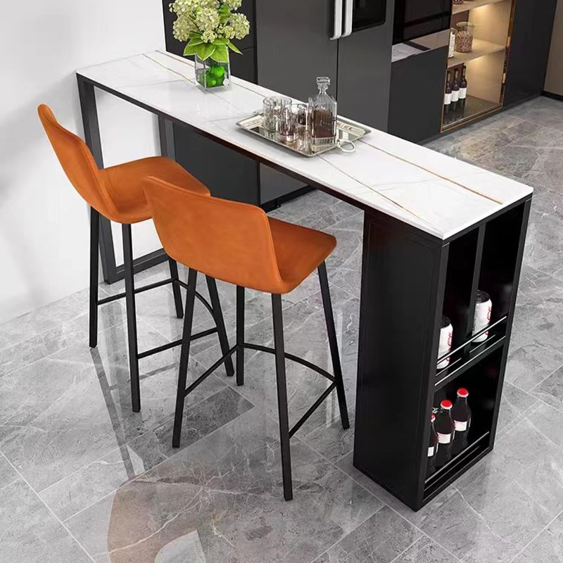 Metal Low Back Dining Stools Contemporary Armless Bar Stools with Footrest