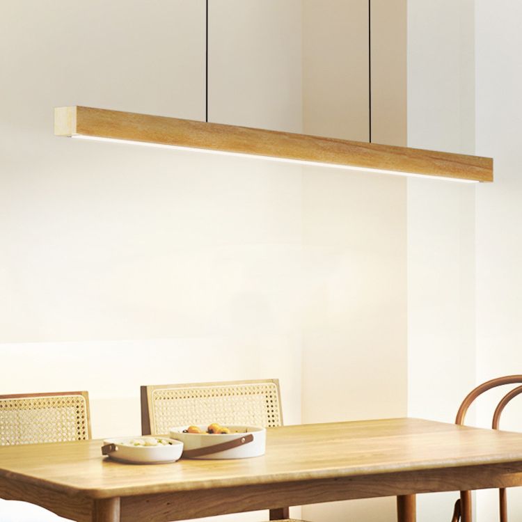 1 Light Linear Pendant Light Fixture Contemporary Metal Hanging Light in Brown
