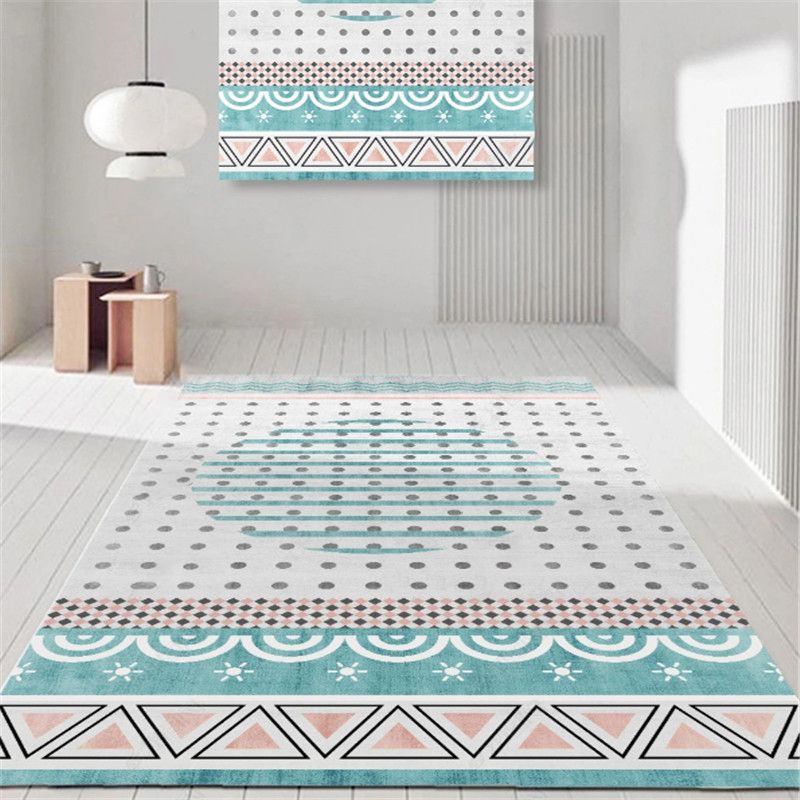 Fancy Green Area Rug Bohemian Americana Print Rug Non-Slip Backing Rug for Living Room