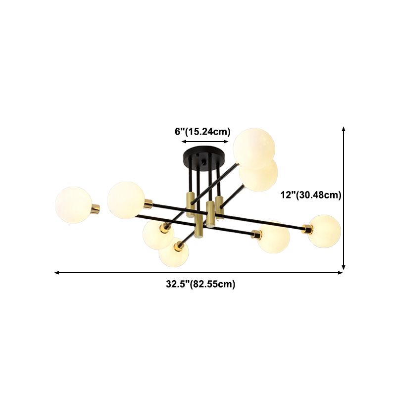 Glass Sputnik Shape Flush Ceiling Light Modern Multi Lights Flush Light Fixtures