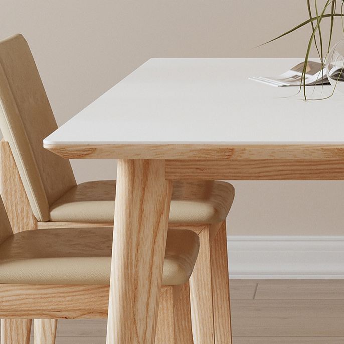 1/3/4/5 Pieces Rectangle Dining Set Sintered Stone Top Dining Table with Wooden Base