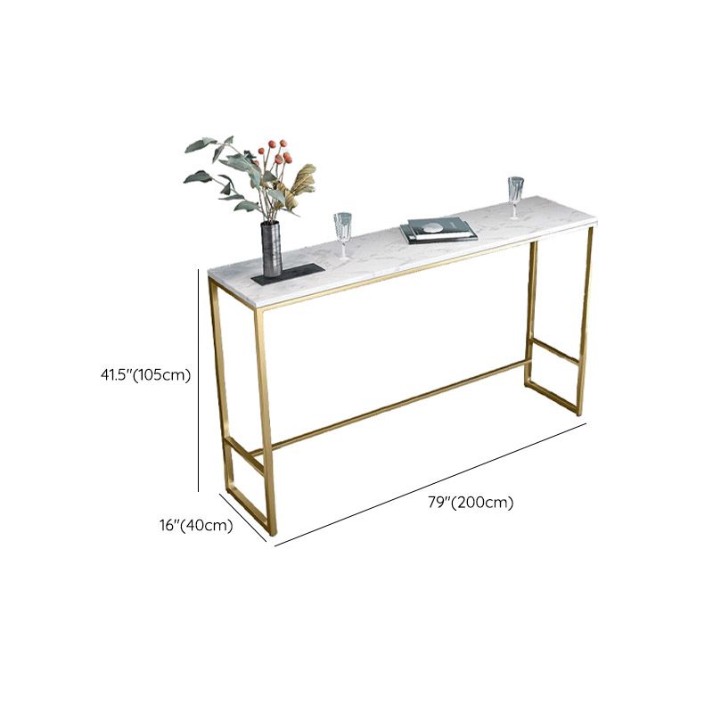 Glam Style Bar Table Faux Marble Top Bistro Table with Gold Base