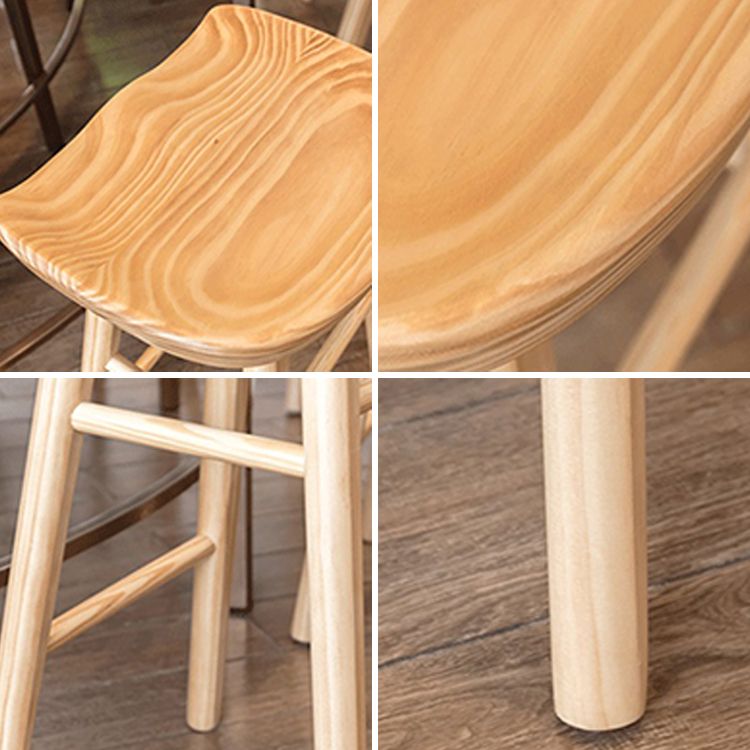 Living Room Modern Wood Barstool Wood 4 Legs Bar Stool with Pedal