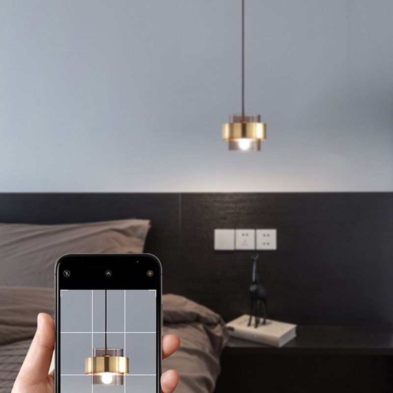 Modern Style Hanging Light 1 Light Glass Cylinder Pendant Light for Bedside