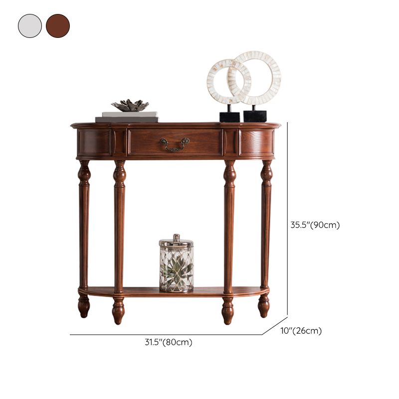 Victorian Rubber Wood End Table Free Form Sofa Console Table for Hall