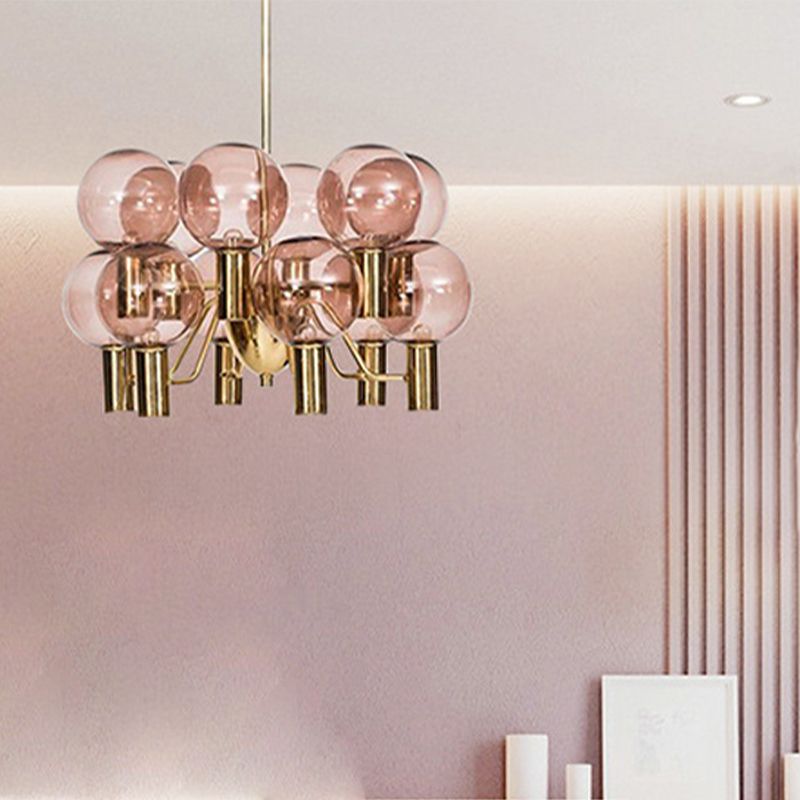 Glazen bol hanglamp in moderne luxe stijl elektroplate ijzer kroonluchter in goud