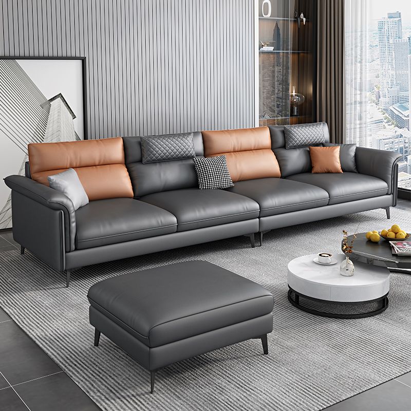 Contemporary Reversible Ottoman Sectional with Pillowed Back for Four People