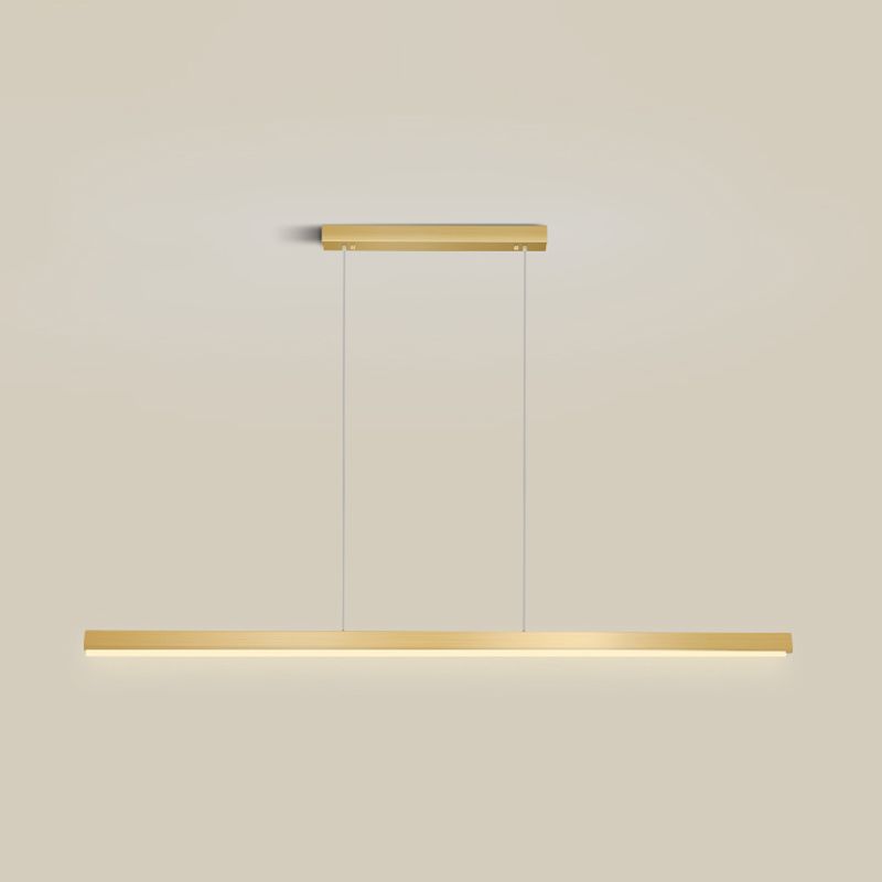 Contemporary Linear Shape Pendant Light Metal 1 Light Pendant Lighting Fixture in Gold