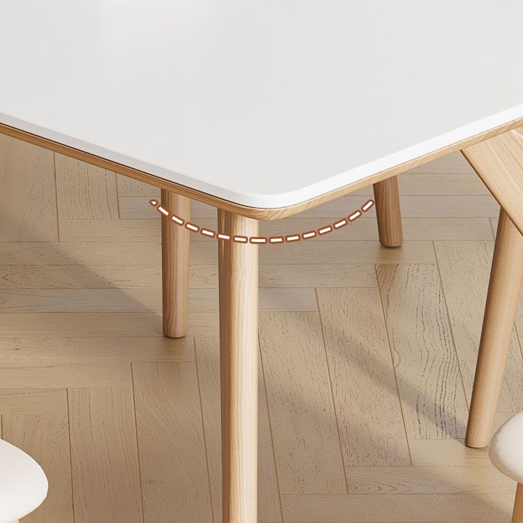 White Stone Top Dining Table Glam Style 4 Legs Dining Table for Dining Room