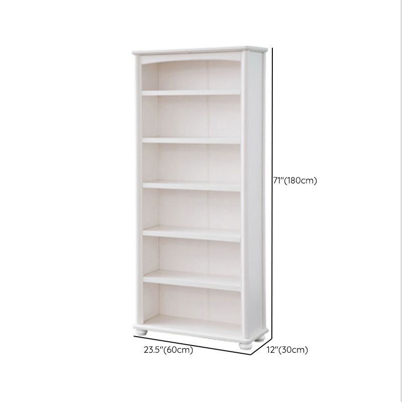 Closed Back Modern Bookcase Standard White Wooden Bookshelf with Shelves
