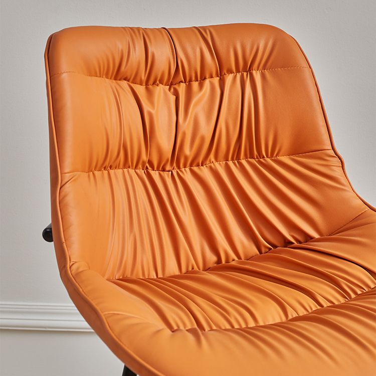 Contemporary PU Upholstery Low Back Bar Stools with Metal Legs