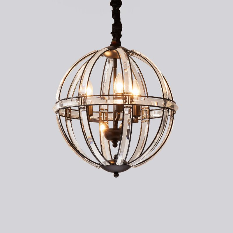 Modern Metal Crystal Ball Chandelier Light Multi Head Hanging Light for Restaurant