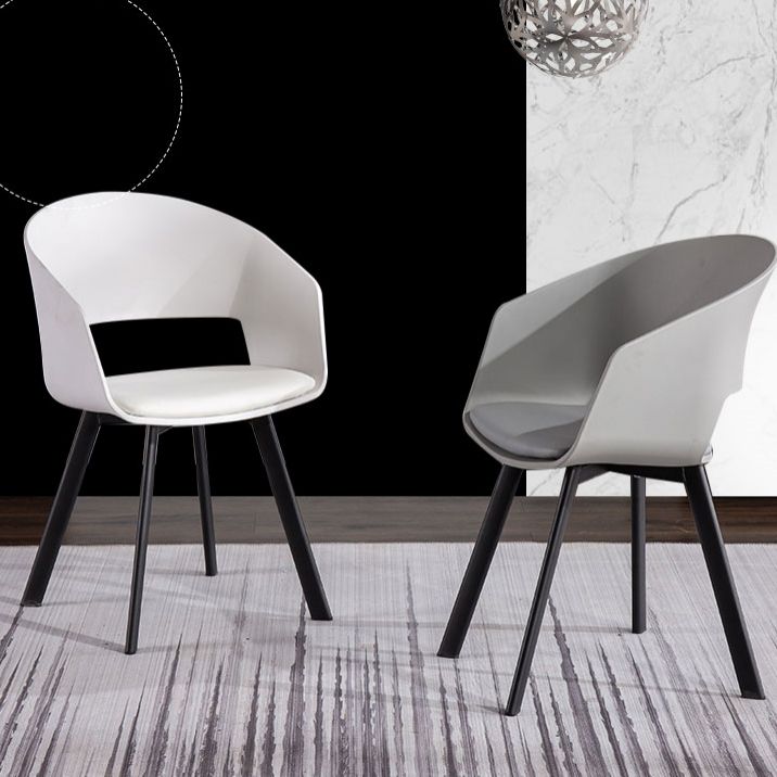 Contemporary Dining Arm Chair Matte Finish Plastic Open Back Chair