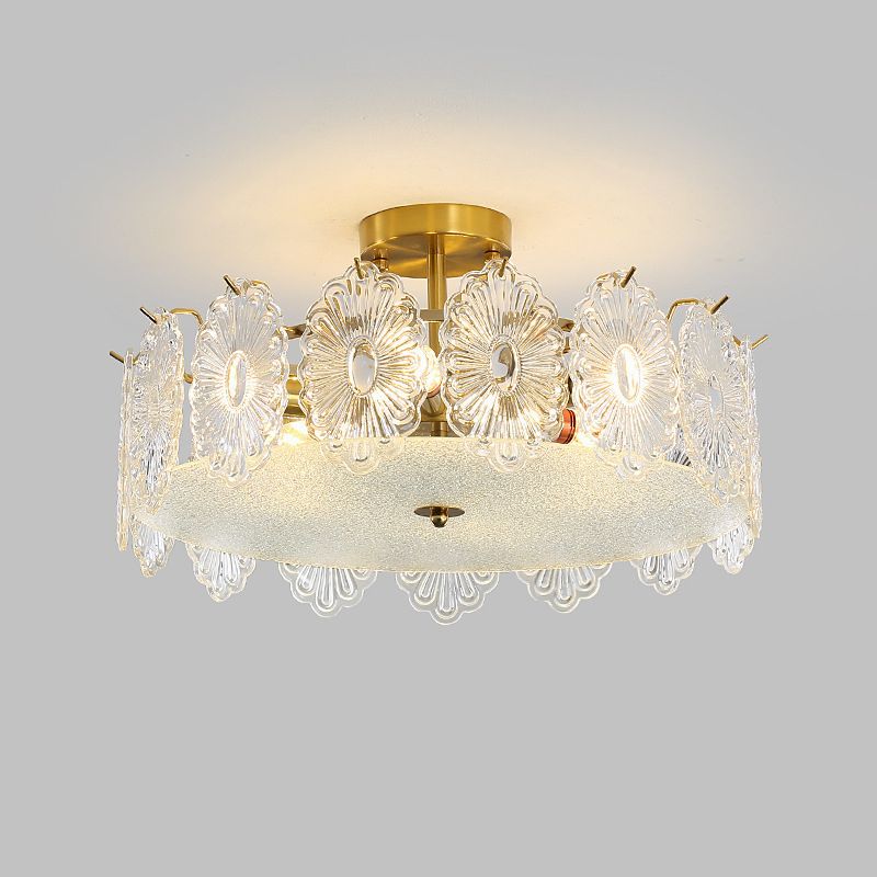 Round Flush Mount Lighting Modern Glass Flush Mount for Living Room