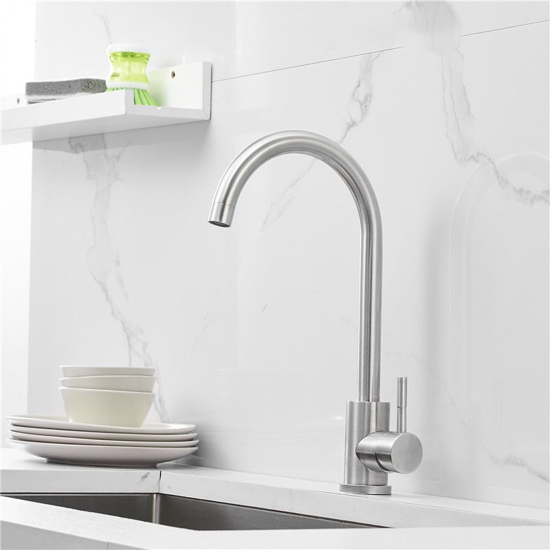 Modern Bridge Kitchen Faucet Stainless Steel High Arch Bar Prep Kitchen Faucet