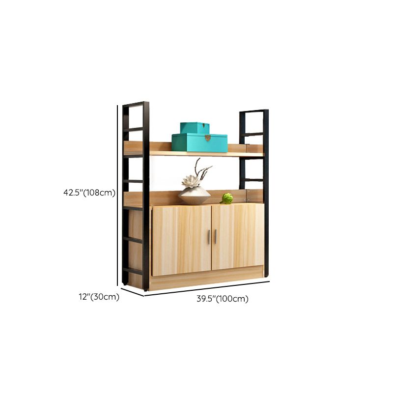 Modern Open Shelf Bookcase Engineered Wood Bookshelf with Doors for Study Room