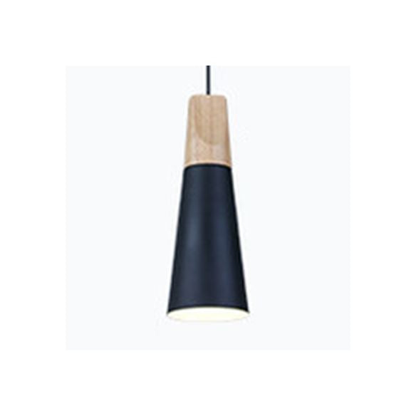 Single Head Coolie Pendant Light Modern Wood & Aluminum Black/Grey/Yellow/White Pendant Lamp for Bedroom