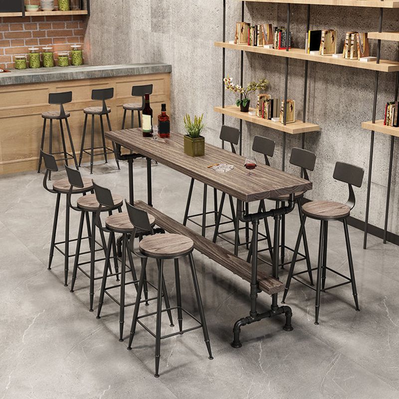 Industrial Solid Wood Bar Table Rectangle Dining Table for Kitchen