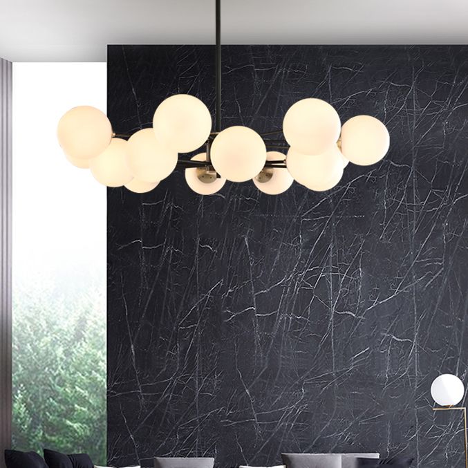 Modern Globe Chandelier Light Fixtures Multi-Head Suspension Pendant Lamps with Glass Shade