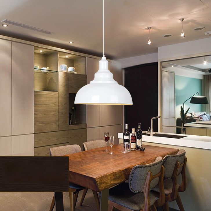 1 Light Dome-Shaped Hanging Lights Retro Industrial Metal Ceiling Fixture for Coffee Shop