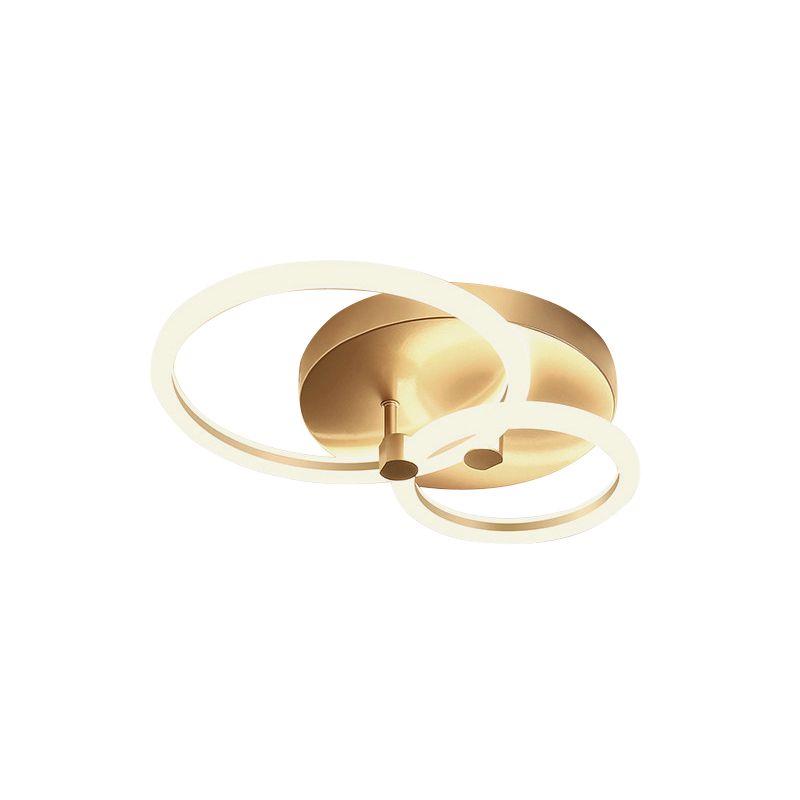 Lámpara de techo empotrada para dormitorio LED acrílica de 16"/19" de ancho con iluminación semimontada simple de 2/3 bucles en dorado