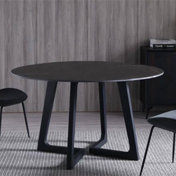 Metal and Stone Table Glam Style Simple Home Black Round Dining Table