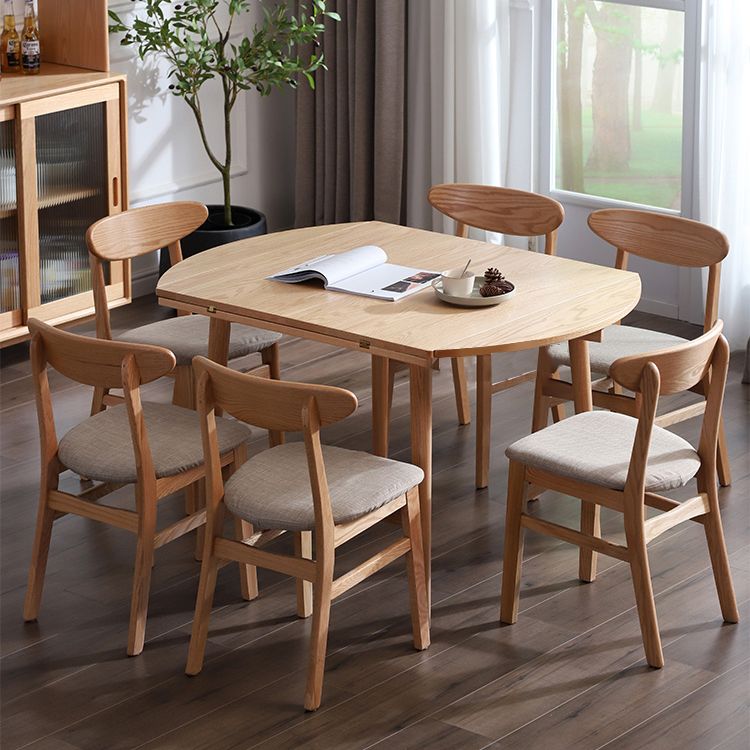 Mesa de comedor redonda extensible de roble, mesa cuadrada ajustable moderna de madera con 4 patas