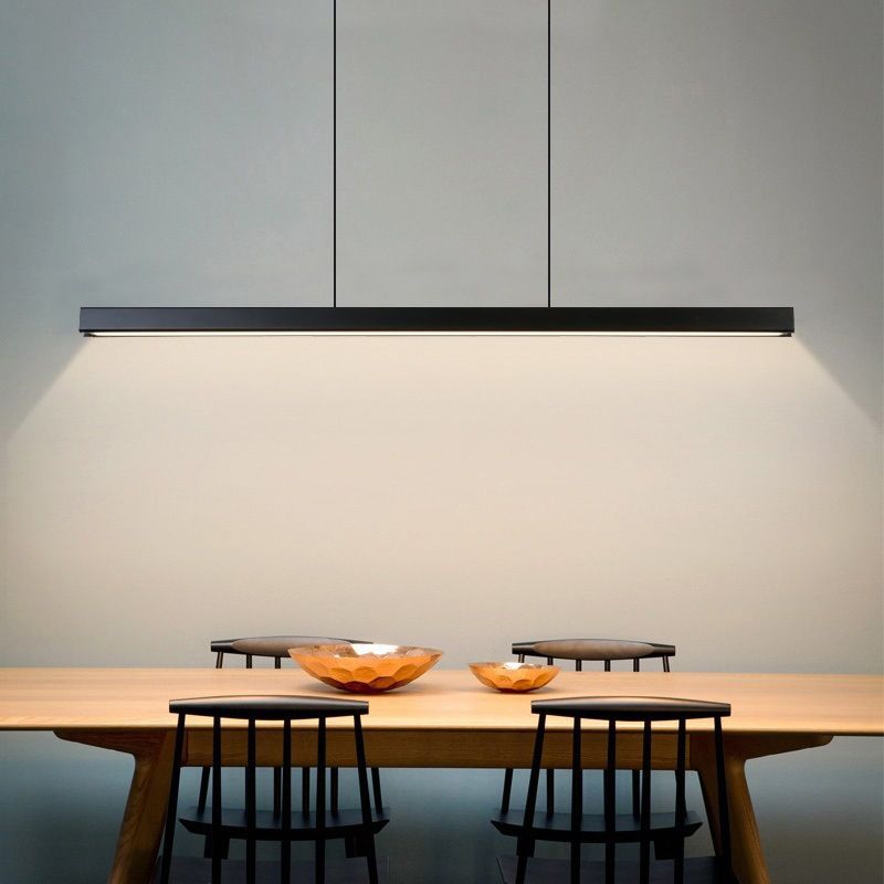 Metal Linear Shade Island Pendant Modern Style 1 Light Island Lighting for Living Room