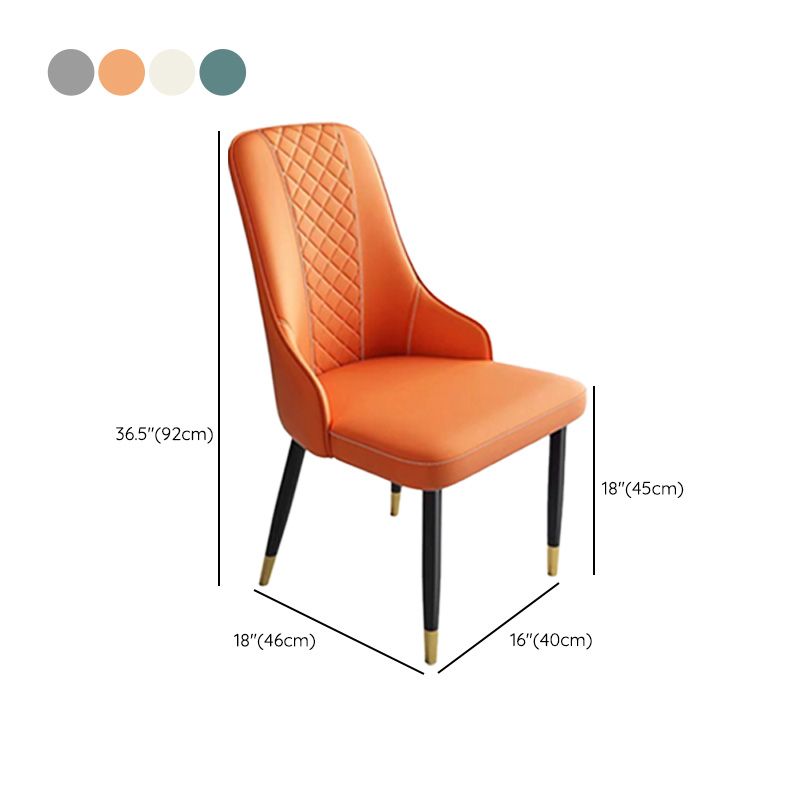 Contemporary Faux Leather Dining Chairs Metal Parsons Side Chair