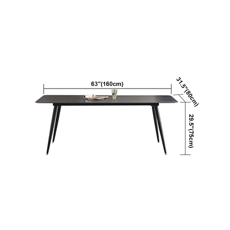 Sintered Stone Dining Table Industrial Style 4 Legs Carbon Steel Base Rectangle Table for Home